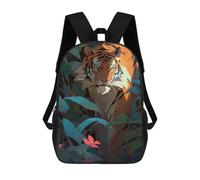 sinyumoney Children's Backpack, Schoolbag Tiger in The Jungle-5 Large Capacity Students Bookbag Rucksack Knapsack for Boys Girls Adults Teen 17inch