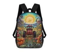 sinyumoney Children's Backpack, Schoolbag Tractor in A Fantasy Pumpkin Field Large Capacity Students Bookbag Rucksack Knapsack for Boys Girls Adults Teen 17inch