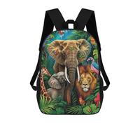 sinyumoney Children's Backpack, Schoolbag Tropical Jungle Safari Large Capacity Students Bookbag Rucksack Knapsack for Boys Girls Adults Teen 17inch