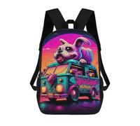 sinyumoney Children's Backpack, Schoolbag Van Neon Dreams Large Capacity Students Bookbag Rucksack Knapsack for Boys Girls Adults Teen 17inch