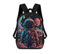sinyumoney Children's Backpack, Schoolbag Vibrant Astronaut Journey -2 Large Capacity Students Bookbag Rucksack Knapsack for Boys Girls Adults Teen 17inch