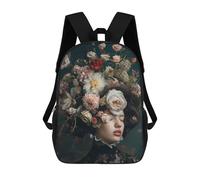 sinyumoney Children's Backpack, Schoolbag Vintage Floral Woman Large Capacity Students Bookbag Rucksack Knapsack for Boys Girls Adults Teen 17inch