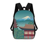 sinyumoney Children's Backpack, Schoolbag Vintage Japanese Village Large Capacity Students Bookbag Rucksack Knapsack for Boys Girls Adults Teen 17inch