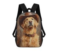 sinyumoney Children's Backpack, Schoolbag Western Dog in Cowboy Hat Large Capacity Students Bookbag Rucksack Knapsack for Boys Girls Adults Teen 17inch