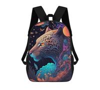 sinyumoney Children's Backpack, Schoolbag Whimsical Tiger in Fantasy Forest Large Capacity Students Bookbag Rucksack Knapsack for Boys Girls Adults Teen 17inch