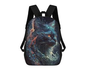 sinyumoney Children's Backpack, Schoolbag Whimsical Watercat Portrait Large Capacity Students Bookbag Rucksack Knapsack for Boys Girls Adults Teen 17inch
