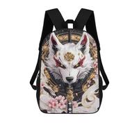 sinyumoney Children's Backpack, Schoolbag White Akita Dog with Katana Animal Large Capacity Students Bookbag Rucksack Knapsack for Boys Girls Adults Teen 17inch