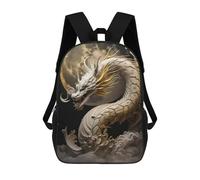 sinyumoney Children's Backpack, Schoolbag White Dragon Moonlit Sky -5 Large Capacity Students Bookbag Rucksack Knapsack for Boys Girls Adults Teen 17inch