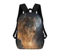 sinyumoney Children's Backpack, Schoolbag Wolf Moon Fantasy Art Print Large Capacity Students Bookbag Rucksack Knapsack for Boys Girls Adults Teen 17inch