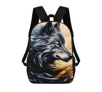 sinyumoney Children's Backpack, Schoolbag Wolf Spirit Painting -1 Large Capacity Students Bookbag Rucksack Knapsack for Boys Girls Adults Teen 17inch