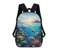 sinyumoney Children's Backpack Sea Turtles And Coral Reef School Rucksack 3D School Bag Kids School Backpack School Bags Fashion Backpack with Pocket Book Bags 17inch