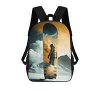 sinyumoney Children's Backpack, Snowboarder in Space Suit Schoolbag Large Capacity Students Bookbag Rucksack Knapsack for Boys Girls Adults Teen 17inch