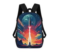 sinyumoney Children's Backpack Space Rocket Blast Off School Rucksack 3D School Bag Kids School Backpack School Bags Fashion Backpack with Pocket Book Bags 17inch