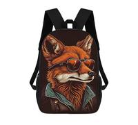sinyumoney Children's Backpack, Stylish Fox Illustration Schoolbag Large Capacity Students Bookbag Rucksack Knapsack for Boys Girls Adults Teen 17inch