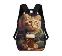 sinyumoney Children's Backpack The Drinking Cat Beer School Rucksack 3D School Bag Kids School Backpack School Bags Fashion Backpack with Pocket Book Bags 17inch