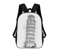 sinyumoney Children's Backpack The Leaning Tower of Pisa School Rucksack 3D School Bag Kids School Backpack School Bags Fashion Backpack with Pocket Book Bags 17inch