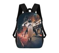 sinyumoney Children's Backpack, The New York City Penguin Schoolbag Large Capacity Students Bookbag Rucksack Knapsack for Boys Girls Adults Teen 17inch