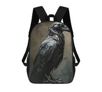 sinyumoney Children's Backpack The Raven Abstract Metal School Rucksack 3D School Bag Kids School Backpack School Bags Fashion Backpack with Pocket Book Bags 17inch