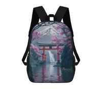 sinyumoney Children's Backpack Torii Gate Fuji Mount School Rucksack 3D School Bag Kids School Backpack School Bags Fashion Backpack with Pocket Book Bags 17inch
