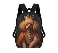 sinyumoney Children's Backpack Toy Poodle The King School Rucksack 3D School Bag Kids School Backpack School Bags Fashion Backpack with Pocket Book Bags 17inch