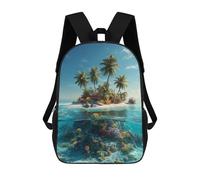 sinyumoney Children's Backpack Tropical Island Paradise-1 School Rucksack 3D School Bag Kids School Backpack School Bags Fashion Backpack with Pocket Book Bags 17inch