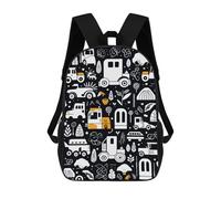 sinyumoney Children's Backpack, Vehicles And Nature Icons Schoolbag Large Capacity Students Bookbag Rucksack Knapsack for Boys Girls Adults Teen 17inch
