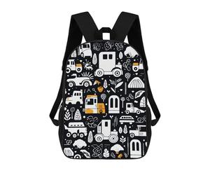 sinyumoney Children's Backpack, Vehicles And Nature Icons Schoolbag Large Capacity Students Bookbag Rucksack Knapsack for Boys Girls Adults Teen 17inch
