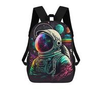 sinyumoney Children's Backpack, Vibrant Astronaut in Space -4 Schoolbag Large Capacity Students Bookbag Rucksack Knapsack for Boys Girls Adults Teen 17inch