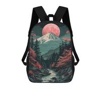 sinyumoney Children's Backpack, Vintage Asian Landscape Schoolbag Large Capacity Students Bookbag Rucksack Knapsack for Boys Girls Adults Teen 17inch