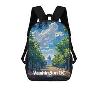 sinyumoney Children's Backpack Washington DC, USA, Capitol Building School Rucksack 3D School Bag Kids School Backpack School Bags Fashion Backpack with Pocket Book Bags 17inch