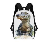 sinyumoney Children's Backpack Watercolor Alligator Portrait School Rucksack 3D School Bag Kids School Backpack School Bags Fashion Backpack with Pocket Book Bags 17inch