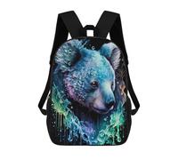 sinyumoney Children's Backpack, Watercolor Bear Portrait Schoolbag Large Capacity Students Bookbag Rucksack Knapsack for Boys Girls Adults Teen 17inch
