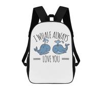 sinyumoney Children's Backpack Whale Always Love You School Rucksack 3D School Bag Kids School Backpack School Bags Fashion Backpack with Pocket Book Bags 17inch
