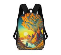 sinyumoney Children's Backpack, Whimsical Landscape with River And Mountains Schoolbag Large Capacity Students Bookbag Rucksack Knapsack for Boys Girls Adults Teen 17inch