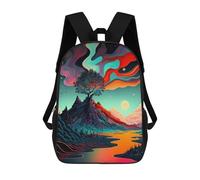 sinyumoney Children's Backpack, Whimsical Sunset Landscape -2 Schoolbag Large Capacity Students Bookbag Rucksack Knapsack for Boys Girls Adults Teen 17inch