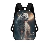 sinyumoney Children's Backpack, White Tiger Moonlit Majesty -1 Schoolbag Large Capacity Students Bookbag Rucksack Knapsack for Boys Girls Adults Teen 17inch