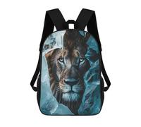 sinyumoney Children's Backpack, Wild Lion Ice Sculpture Schoolbag Large Capacity Students Bookbag Rucksack Knapsack for Boys Girls Adults Teen 17inch