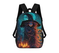sinyumoney Children's Backpack, Witch in The Moonlit Forest Schoolbag Large Capacity Students Bookbag Rucksack Knapsack for Boys Girls Adults Teen 17inch