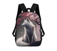 sinyumoney Children's Backpack Wolf Cherry Blossom Animal School Rucksack 3D School Bag Kids School Backpack School Bags Fashion Backpack with Pocket Book Bags 17inch