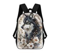 sinyumoney Children's Backpack Wolf in Bloom School Rucksack 3D School Bag Kids School Backpack School Bags Fashion Backpack with Pocket Book Bags 17inch