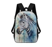 sinyumoney Children's Backpack Zebra Watercolor School Rucksack 3D School Bag Kids School Backpack School Bags Fashion Backpack with Pocket Book Bags 17inch