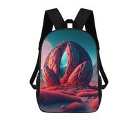 sinyumoney Children's Backpacks 3d Kids Backpack Alien Oasis Schoolbags Kids Backpack School Bags Toddler Student Fashion Bag Daypack for Boys Girls 17inch