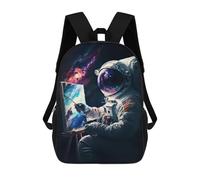 sinyumoney Children's Backpacks 3d Kids Backpack Astronaut Holding Brush Schoolbags Kids Backpack School Bags Toddler Student Fashion Bag Daypack for Boys Girls 17inch