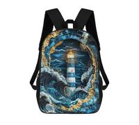 sinyumoney Children's Backpacks 3d Kids Backpack Beacon in The Storm Kintsugi Art Schoolbags Kids Backpack School Bags Toddler Student Fashion Bag Daypack for Boys Girls 17inch