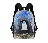 sinyumoney Children's Backpacks 3d Kids Backpack Beijing in Watercolor Schoolbags Kids Backpack School Bags Toddler Student Fashion Bag Daypack for Boys Girls 17inch
