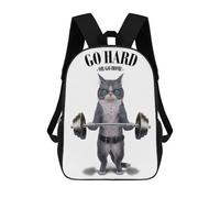 sinyumoney Children's Backpacks 3d Kids Backpack Bicolor Cat Weightlifting Schoolbags Kids Backpack School Bags Toddler Student Fashion Bag Daypack for Boys Girls 17inch