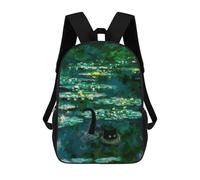 sinyumoney Children's Backpacks 3d Kids Backpack Black Cat in Water Schoolbags Kids Backpack School Bags Toddler Student Fashion Bag Daypack for Boys Girls 17inch