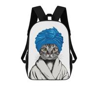 sinyumoney Children's Backpacks 3d Kids Backpack Cat In A Turban Schoolbags Kids Backpack School Bags Toddler Student Fashion Bag Daypack for Boys Girls 17inch