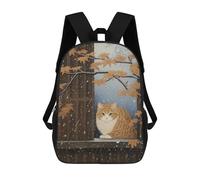 sinyumoney Children's Backpacks 3d Kids Backpack Cat Japanese Painting Schoolbags Kids Backpack School Bags Toddler Student Fashion Bag Daypack for Boys Girls 17inch