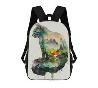 sinyumoney Children's Backpacks 3d Kids Backpack Cat Nature Watercolors Schoolbags Kids Backpack School Bags Toddler Student Fashion Bag Daypack for Boys Girls 17inch